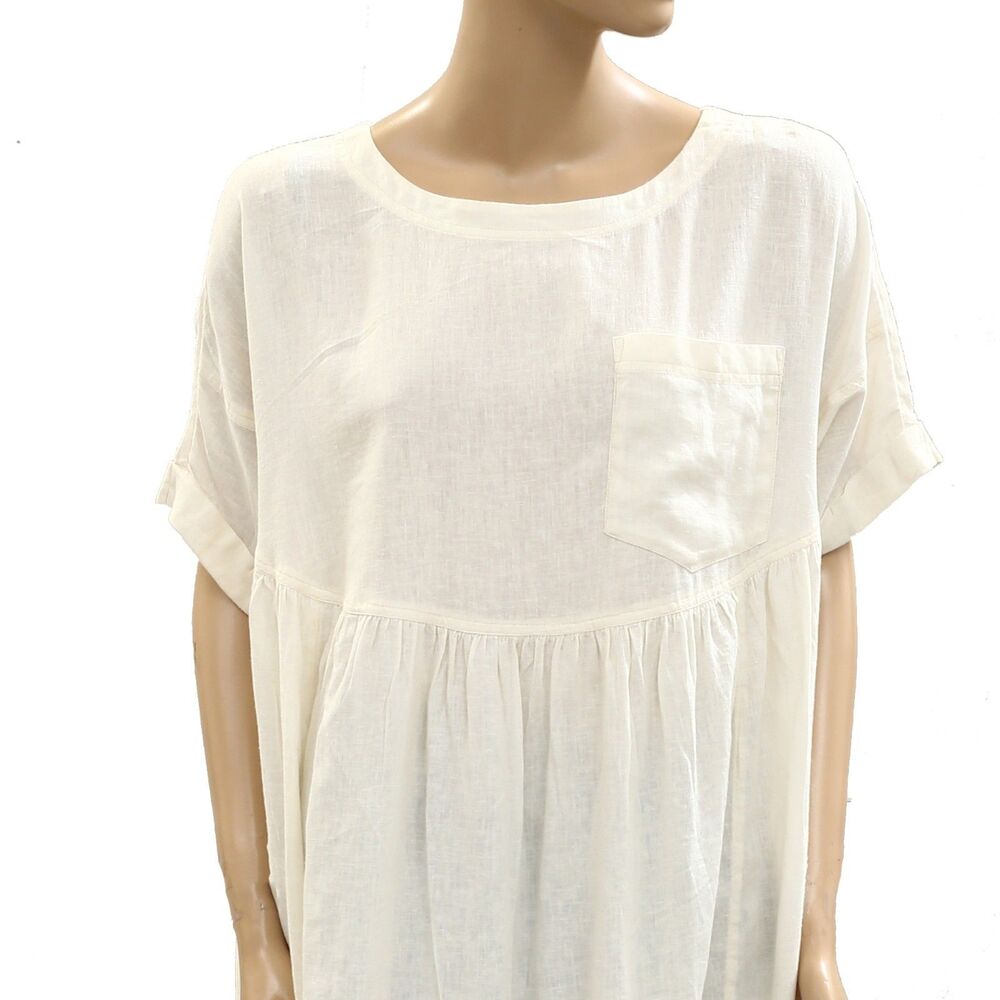 Free People We The Free Moon City Tunic Top Oversized Babydoll Ivory S 285732 - Picture 7 of 9